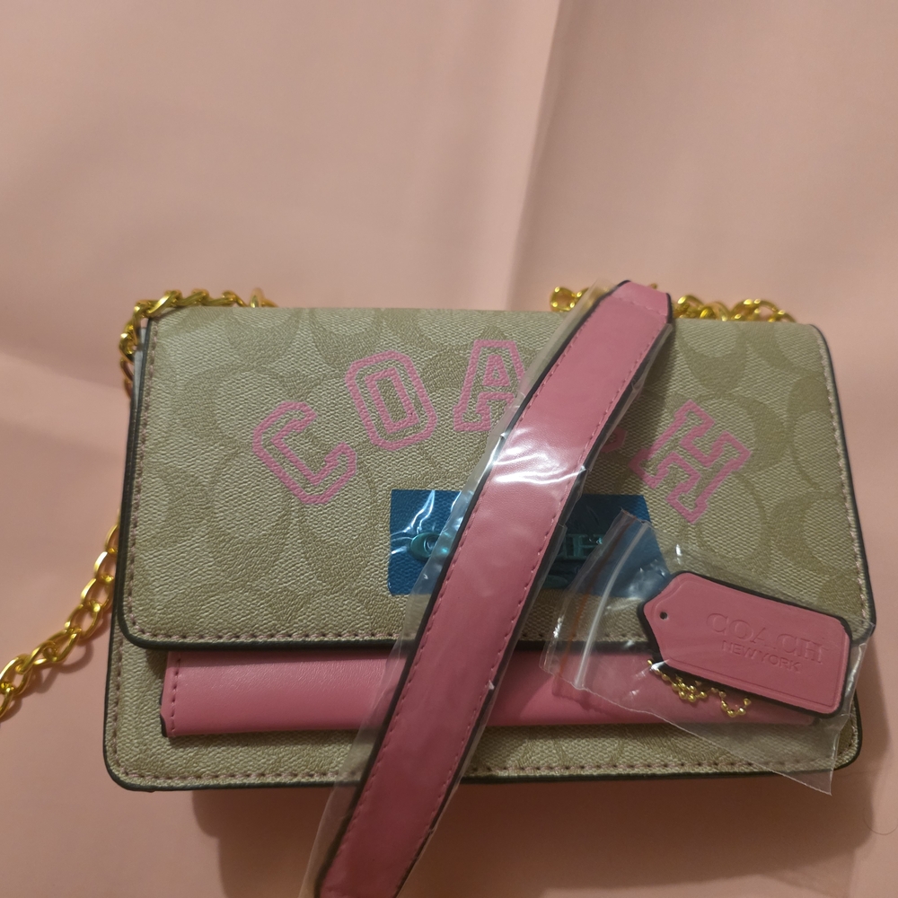 Coach Pink and Tan Women's Bag